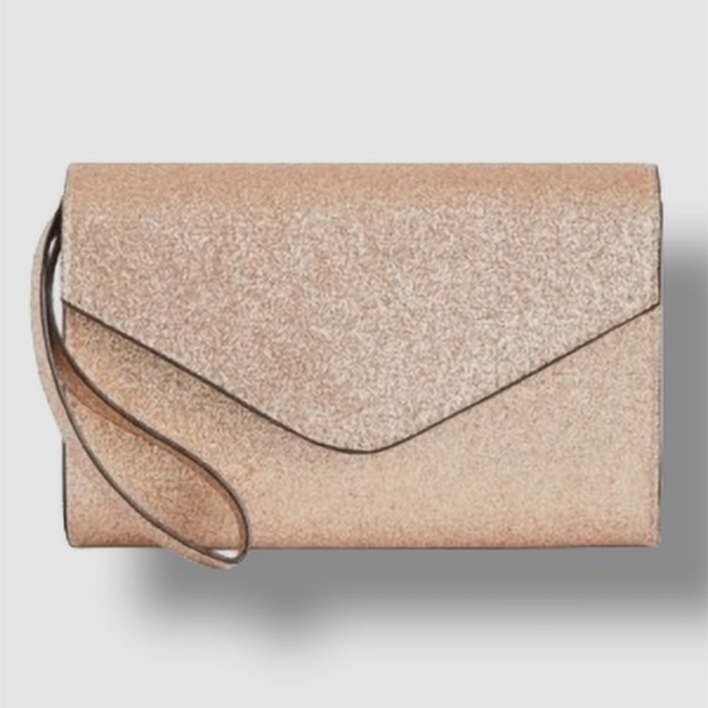Rosie Harlow Juniors Women's Gold Glitter Wristlet‎ Hand Bag Purse, NWOT $39